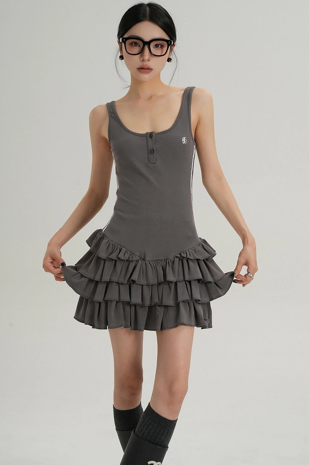 Unique Skirt Halter Mini Dress