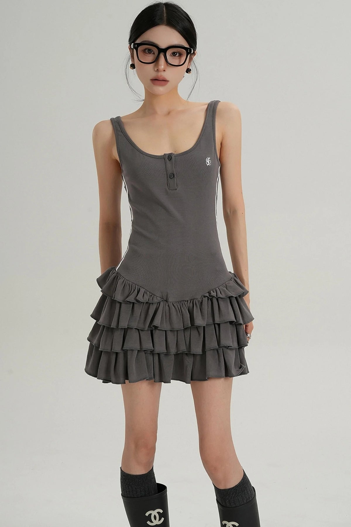 Unique Skirt Halter Mini Dress