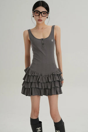 Unique Skirt Halter Mini Dress