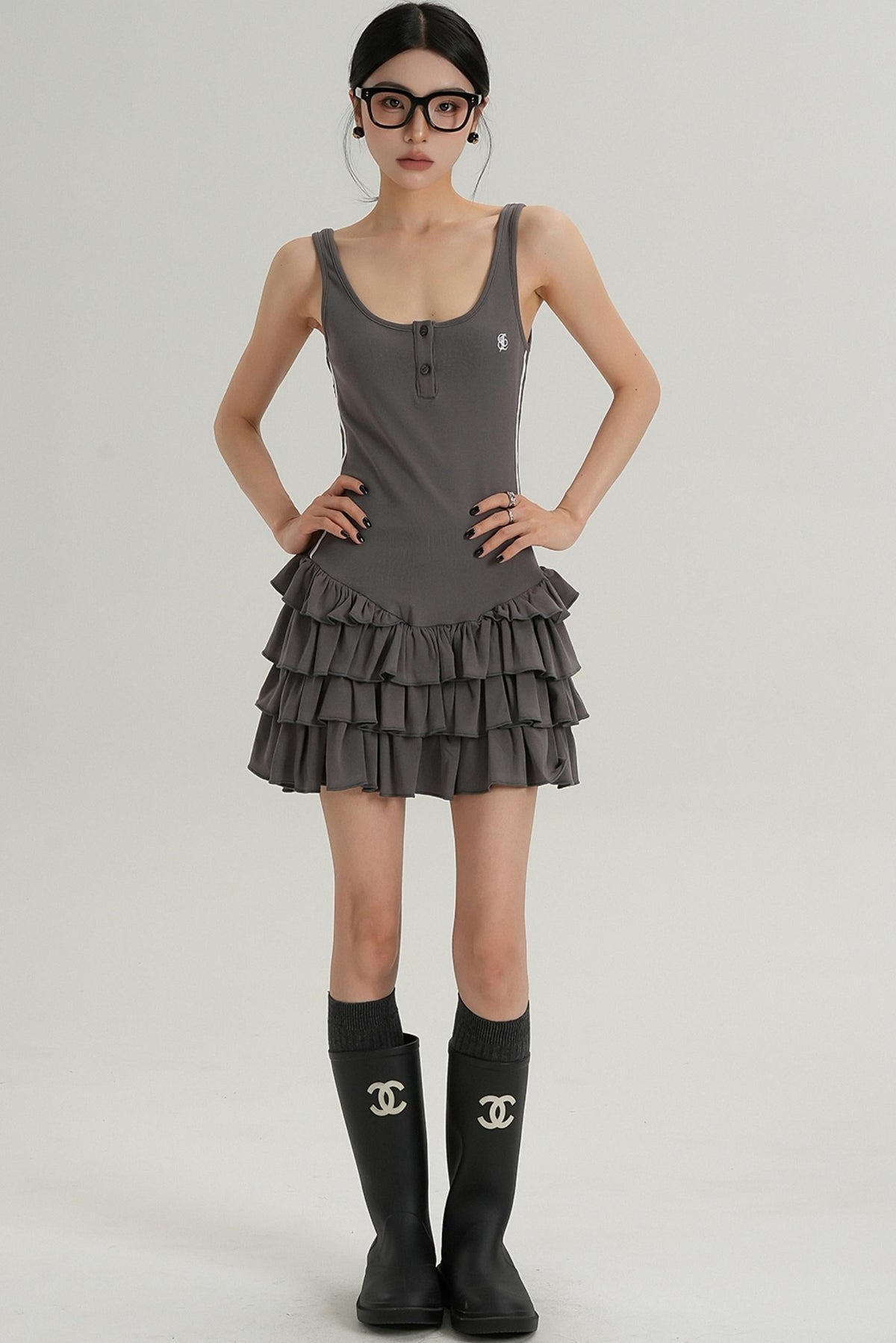 Unique Skirt Halter Mini Dress