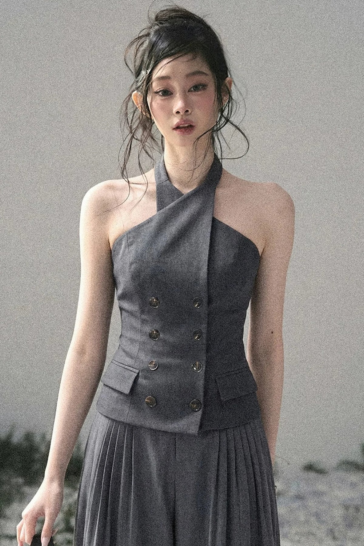 Unsinged Letter Halter Top