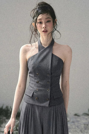 Unsinged Letter Halter Top