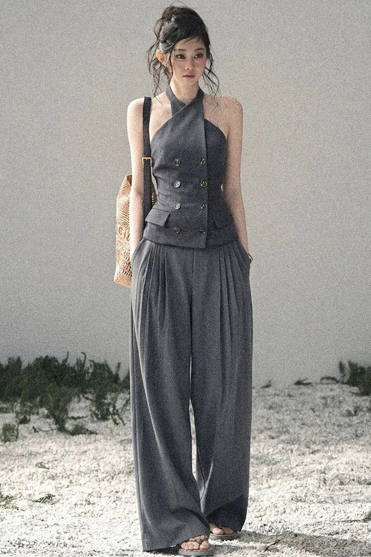 Unsinged Letter Halter Top