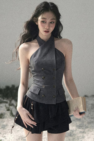 Unsinged Letter Halter Top