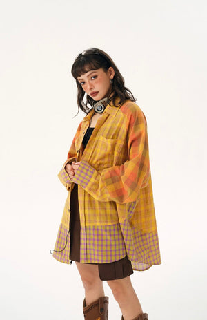UV-cut check shirt