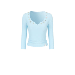 V-Neck Button Knit Top