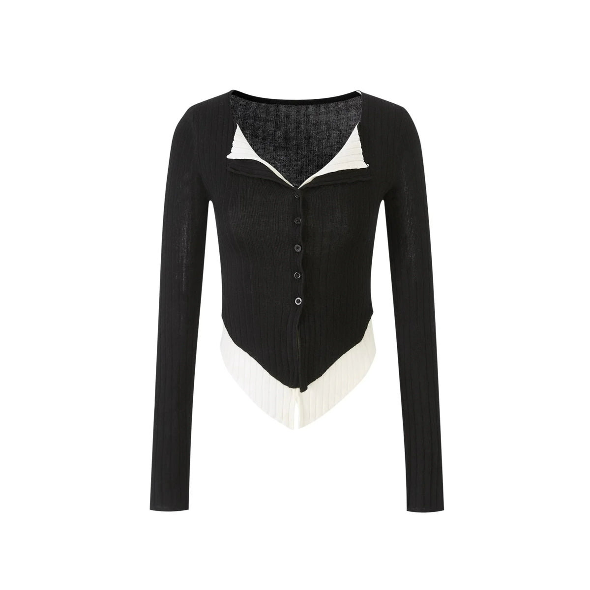 V-Neck Color-Blocked Knit Sweater