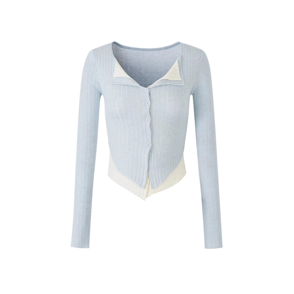 V-Neck Color-Blocked Knit Sweater