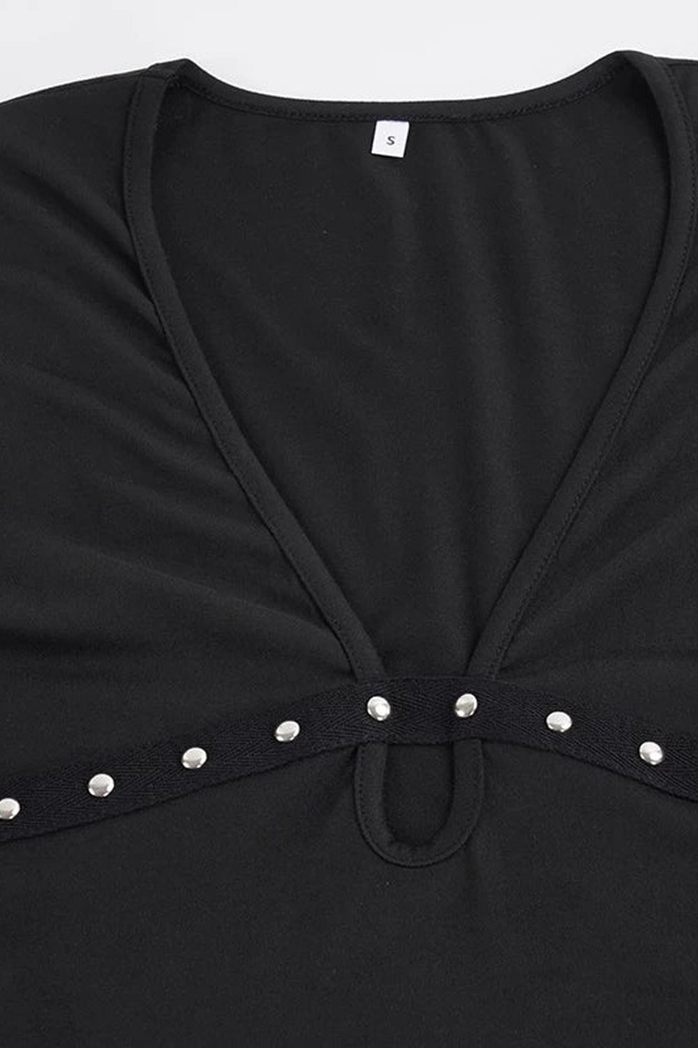 V-Neck Hollow-Out Long-Sleeve Top