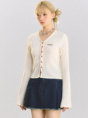 V-neck knitted cardigan tops