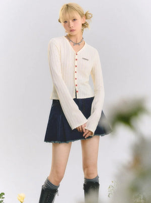 V-neck knitted cardigan tops