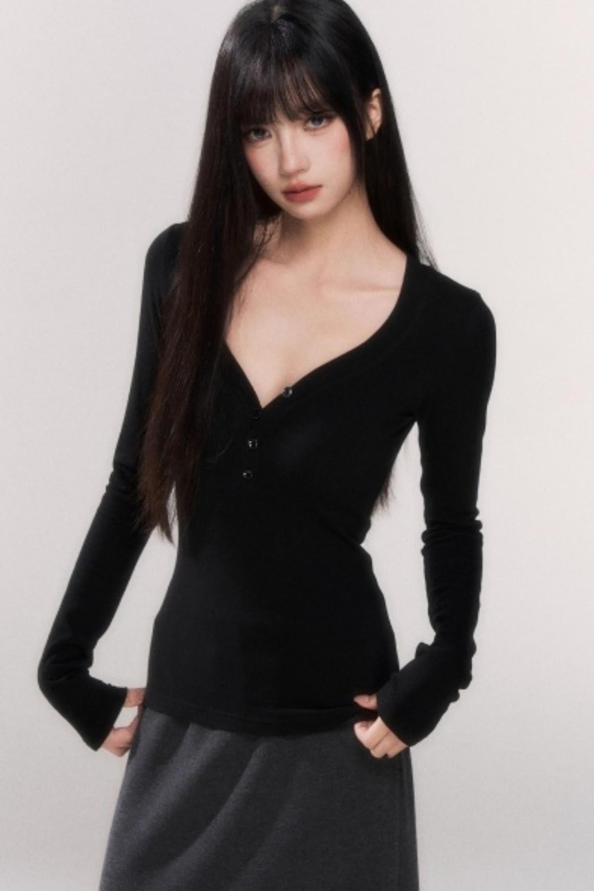 V-Neck Knitted Top