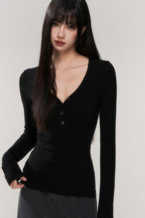 V-Neck Knitted Top