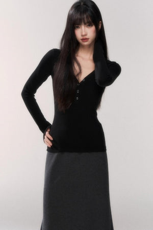 V-Neck Knitted Top