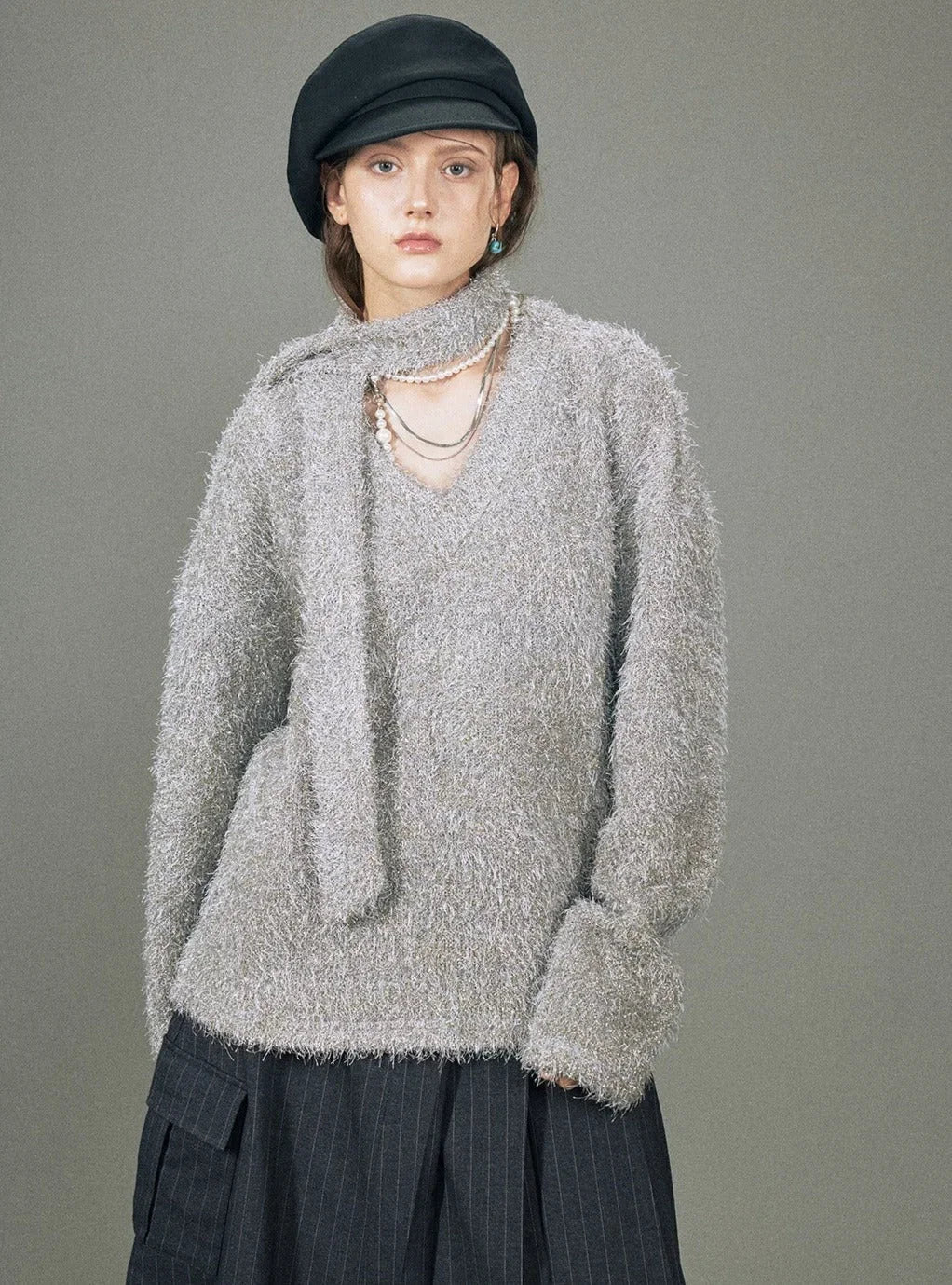 V-neck  Knitwear Top