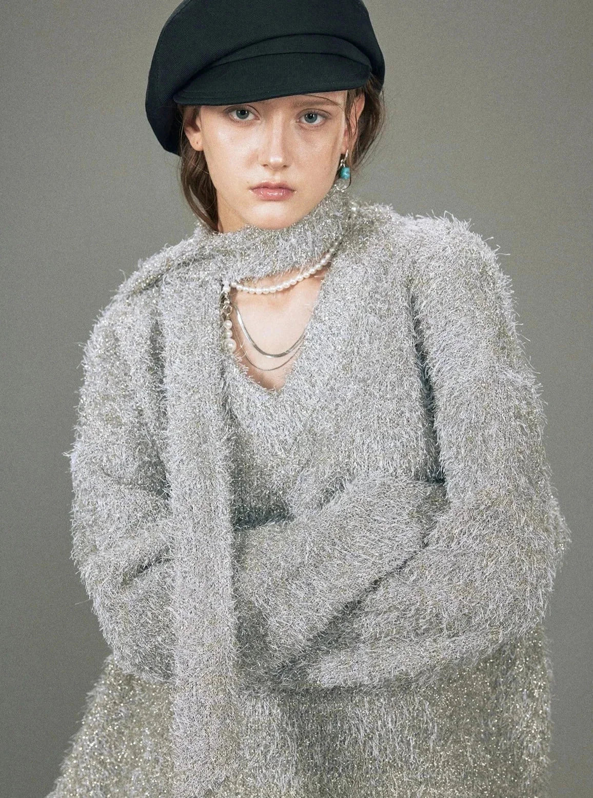V-neck  Knitwear Top
