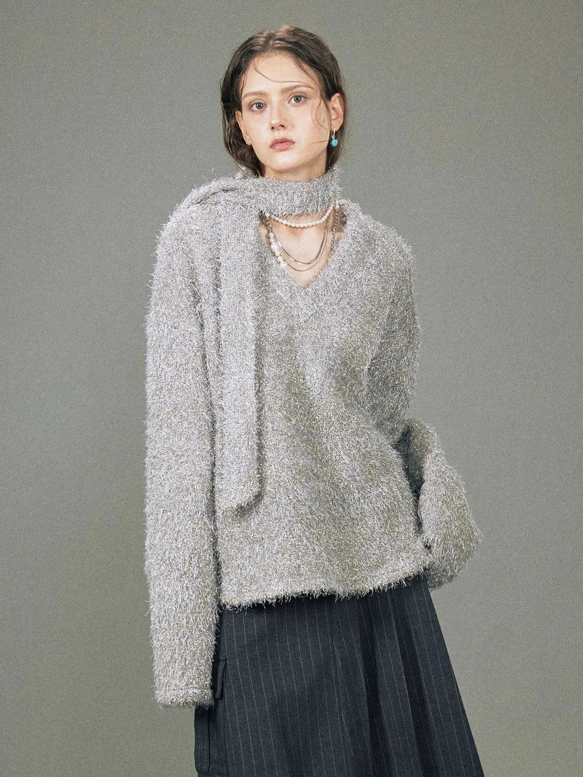 V-neck  Knitwear Top