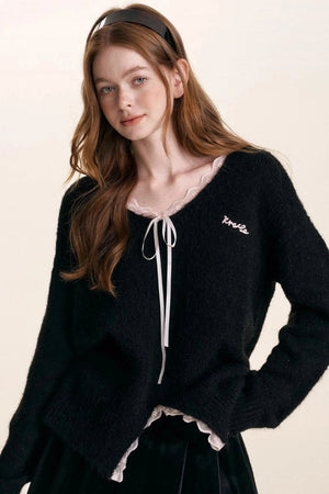 V-Neck Lace-Embellished Sweater
