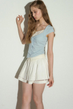 V-Neck Lace Trim Top