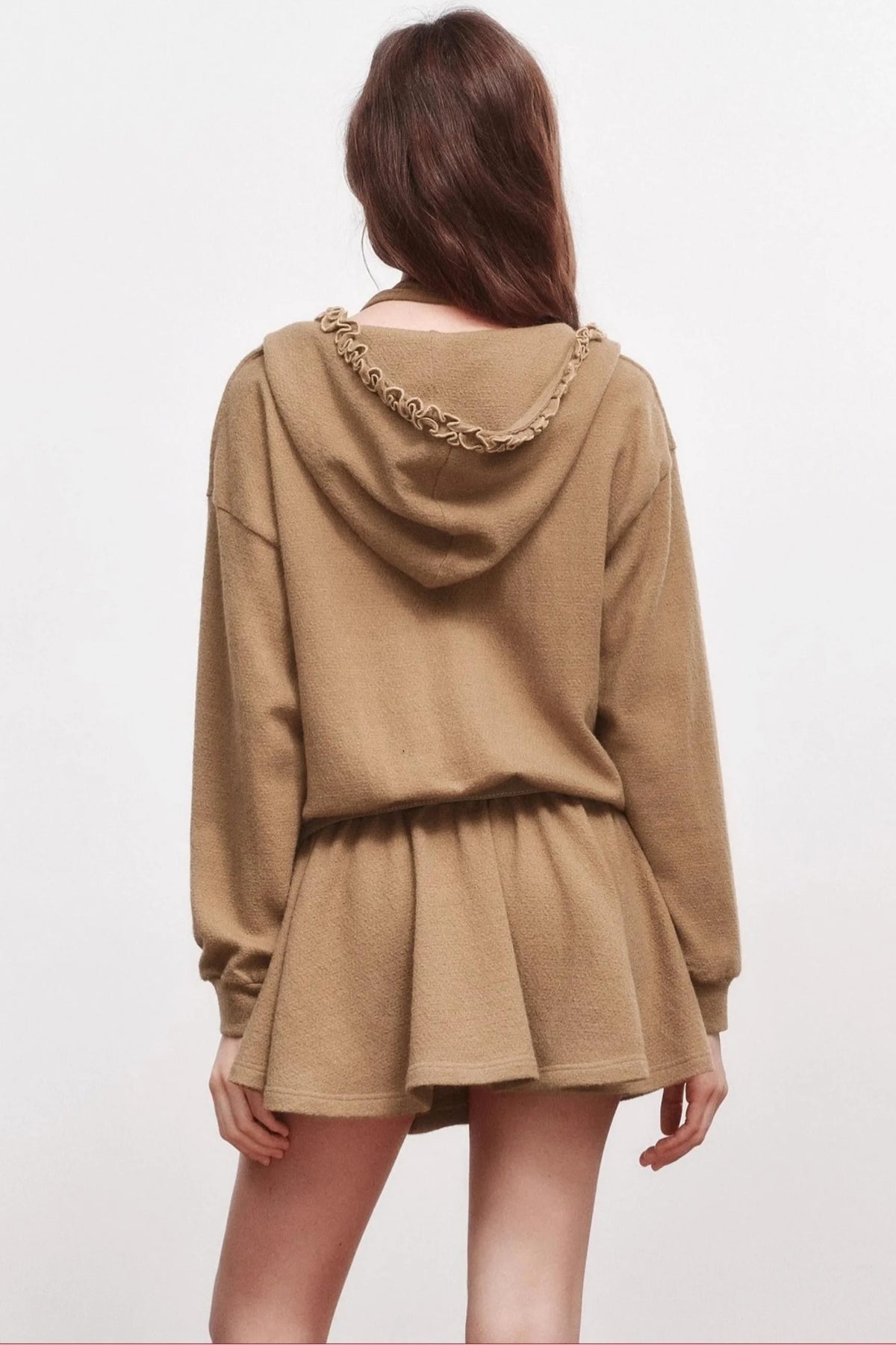 V-Neck Long Sleeve Ruffled Dress