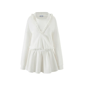 V-Neck Long Sleeve Ruffled Dress