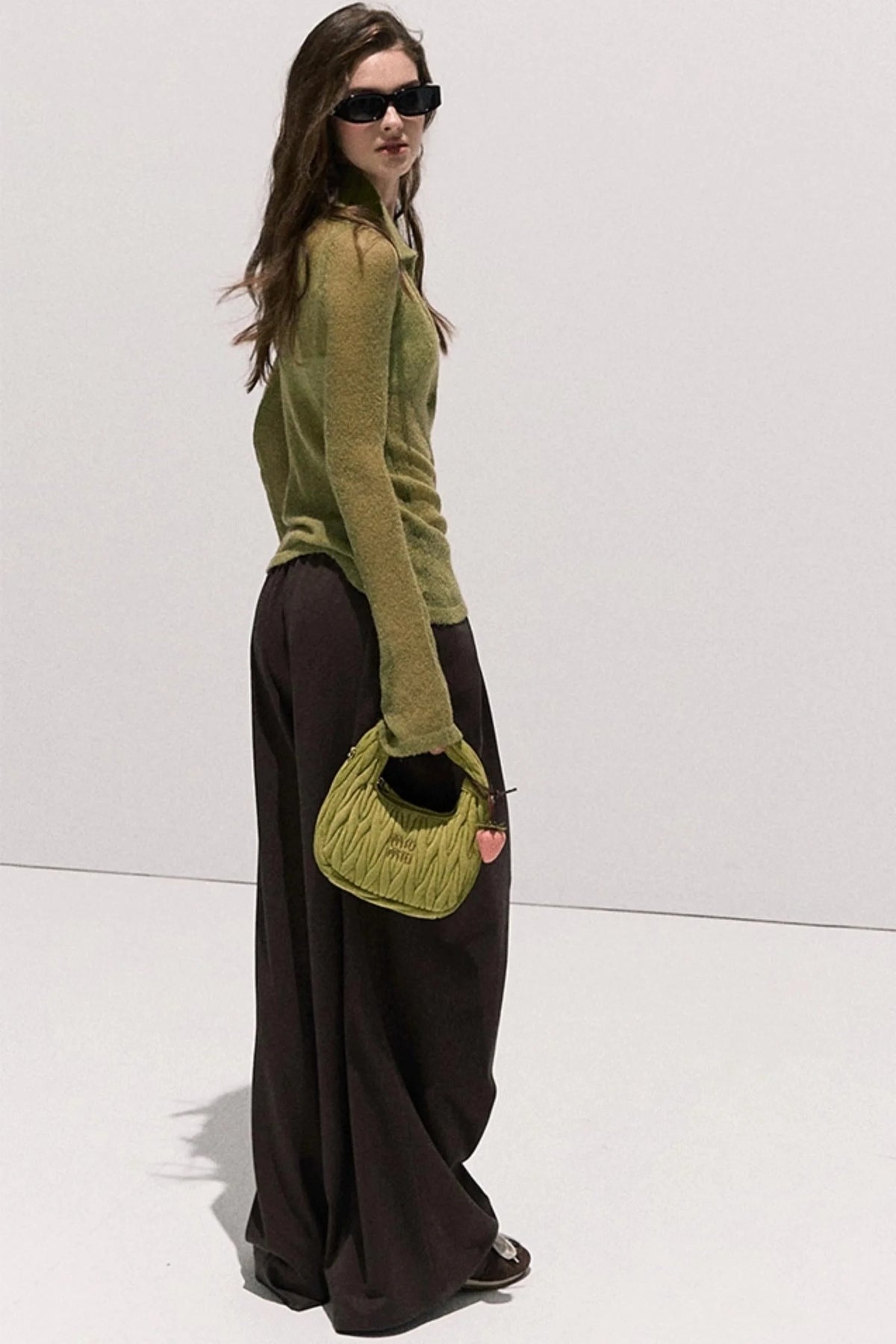 V-Neck Long Sleeve Wool Knit Top