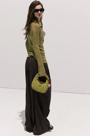V-Neck Long Sleeve Wool Knit Top