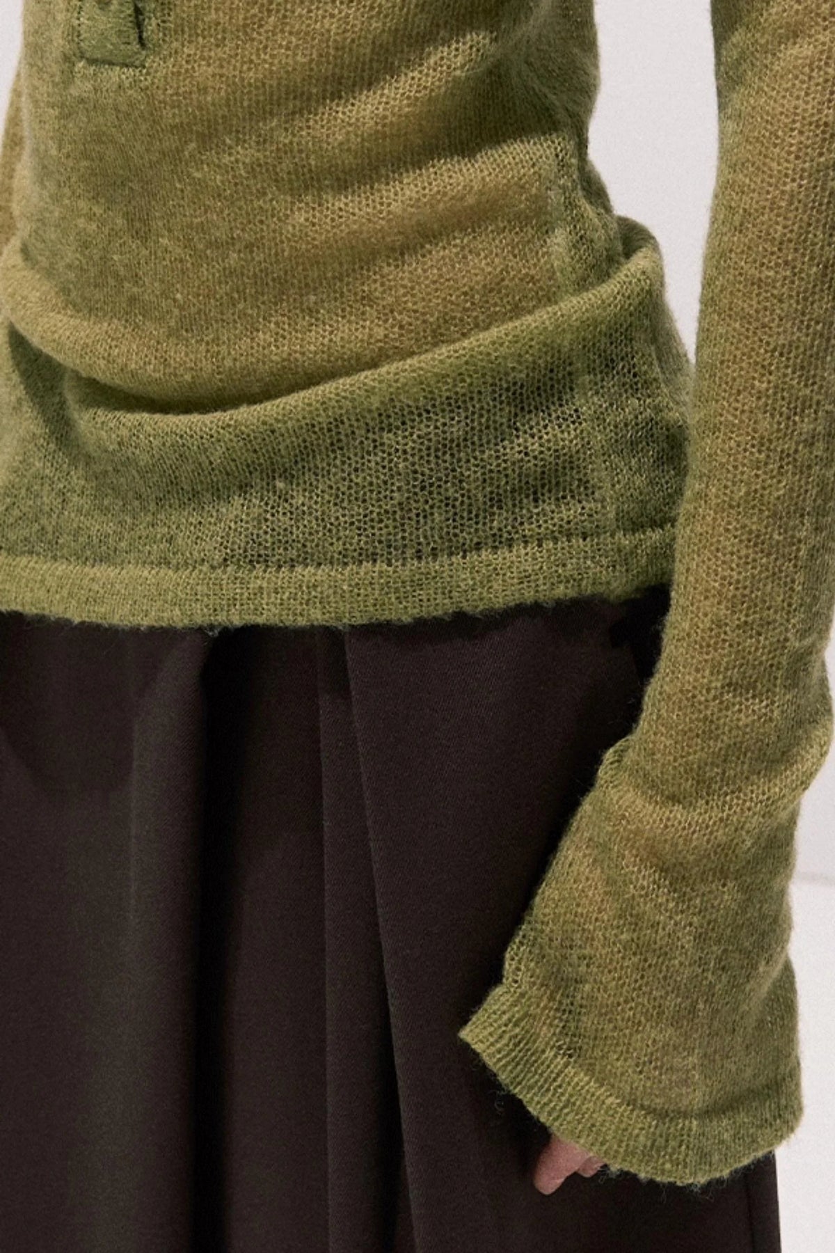 V-Neck Long Sleeve Wool Knit Top