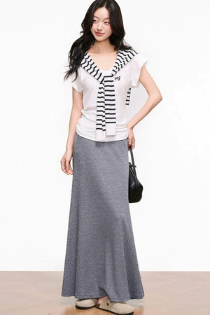 V-Neck Mermaid Skirt Top Set-Up