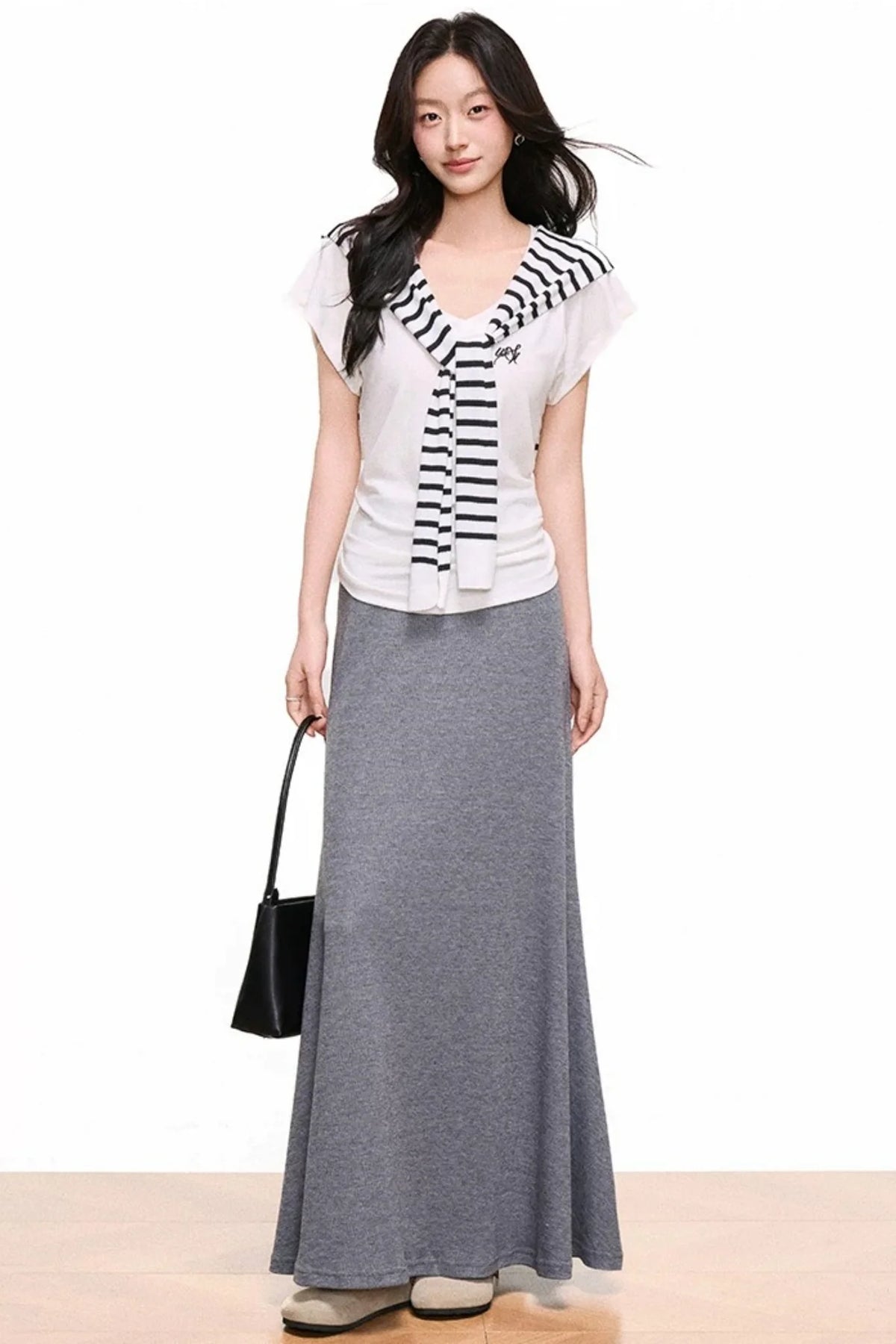 V-Neck Mermaid Skirt Top Set-Up