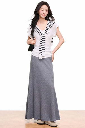 V-Neck Mermaid Skirt Top Set-Up