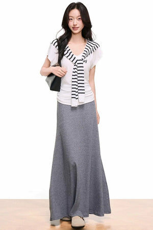 V-Neck Mermaid Skirt Top Set-Up