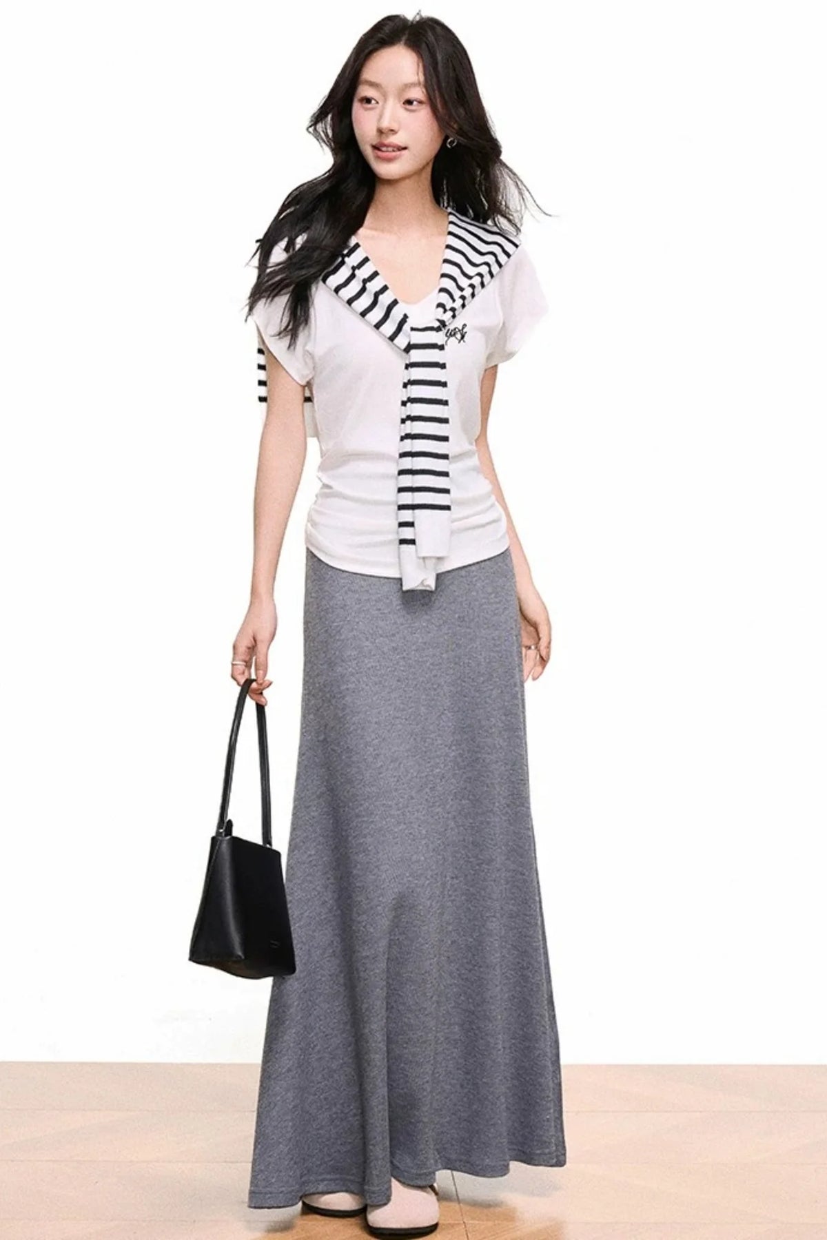 V-Neck Mermaid Skirt Top Set-Up