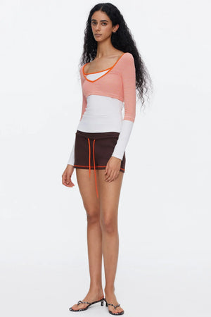 V-Neck Patchwork Striped Top
