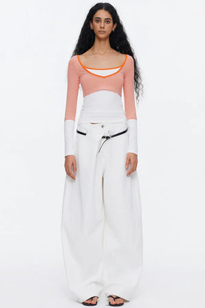 V-Neck Patchwork Striped Top