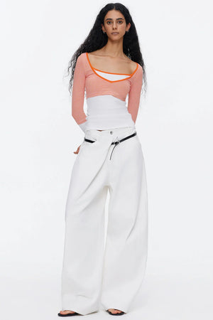 V-Neck Patchwork Striped Top
