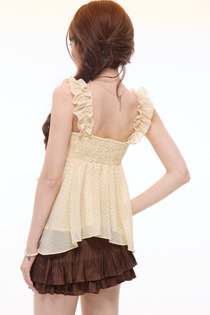 V-Neck Polka Dot Camisole Top Set-Up