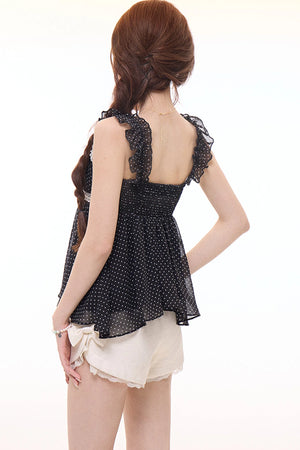 V-Neck Polka Dot Camisole Top Set-Up