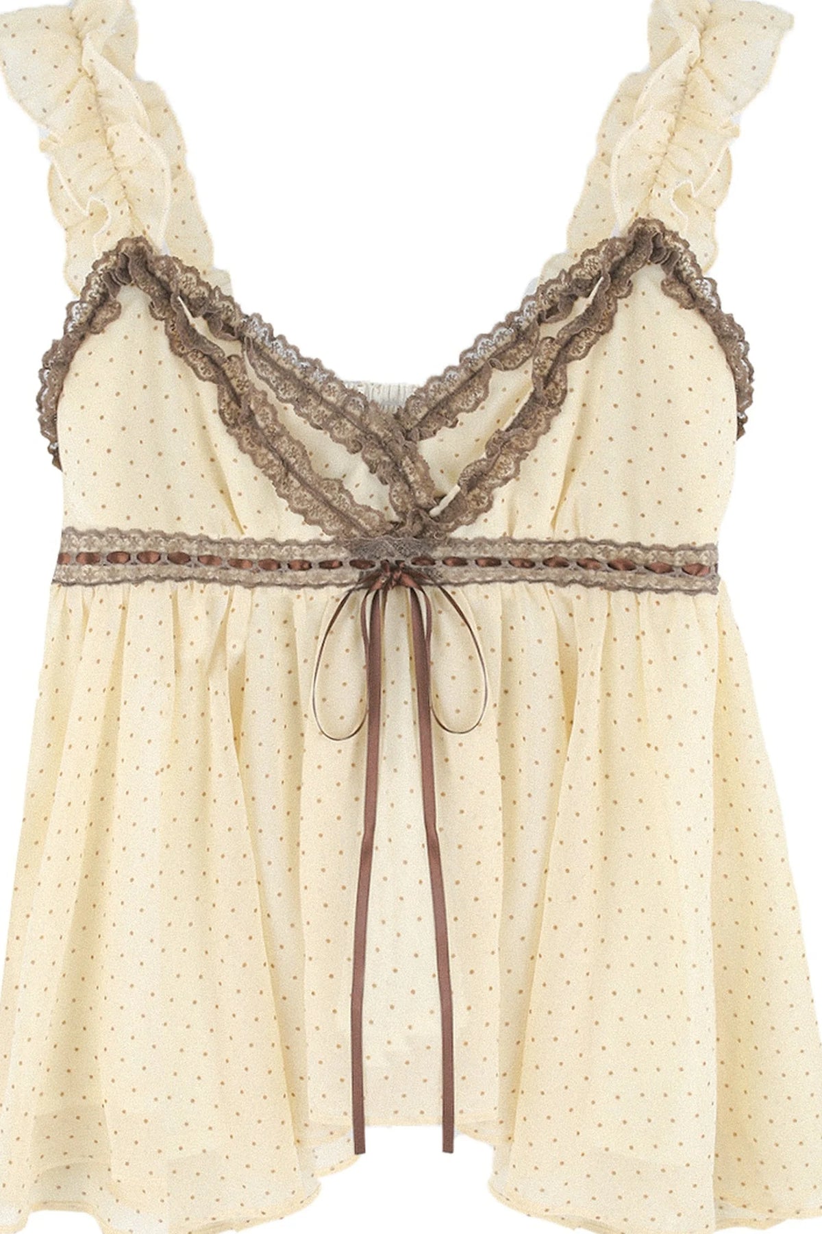 V-Neck Polka Dot Camisole Top Set-Up
