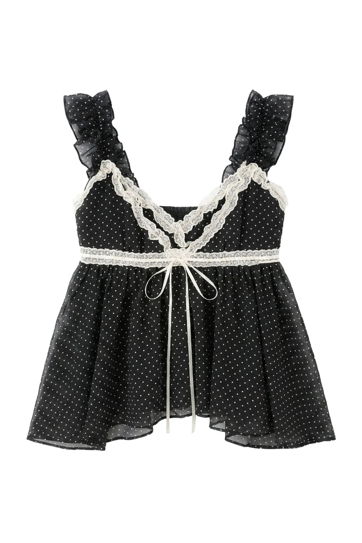 V-Neck Polka Dot Camisole Top Set-Up