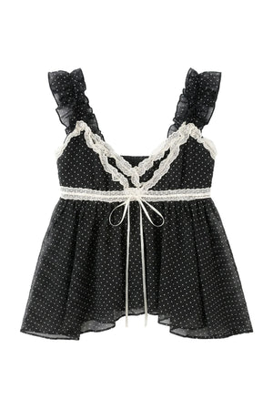 V-Neck Polka Dot Camisole Top Set-Up