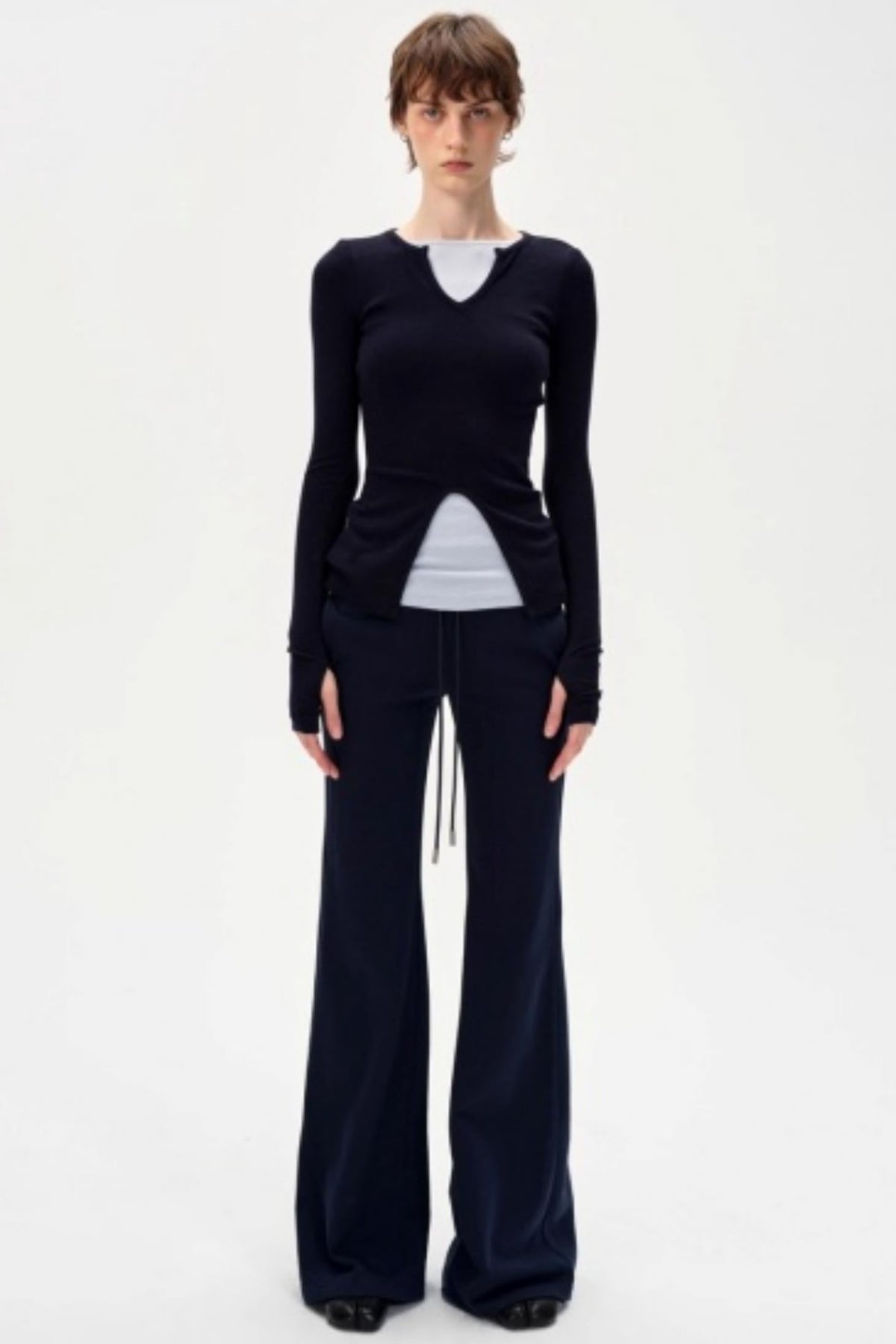 V-Neck Slim Fit Panel Base Top