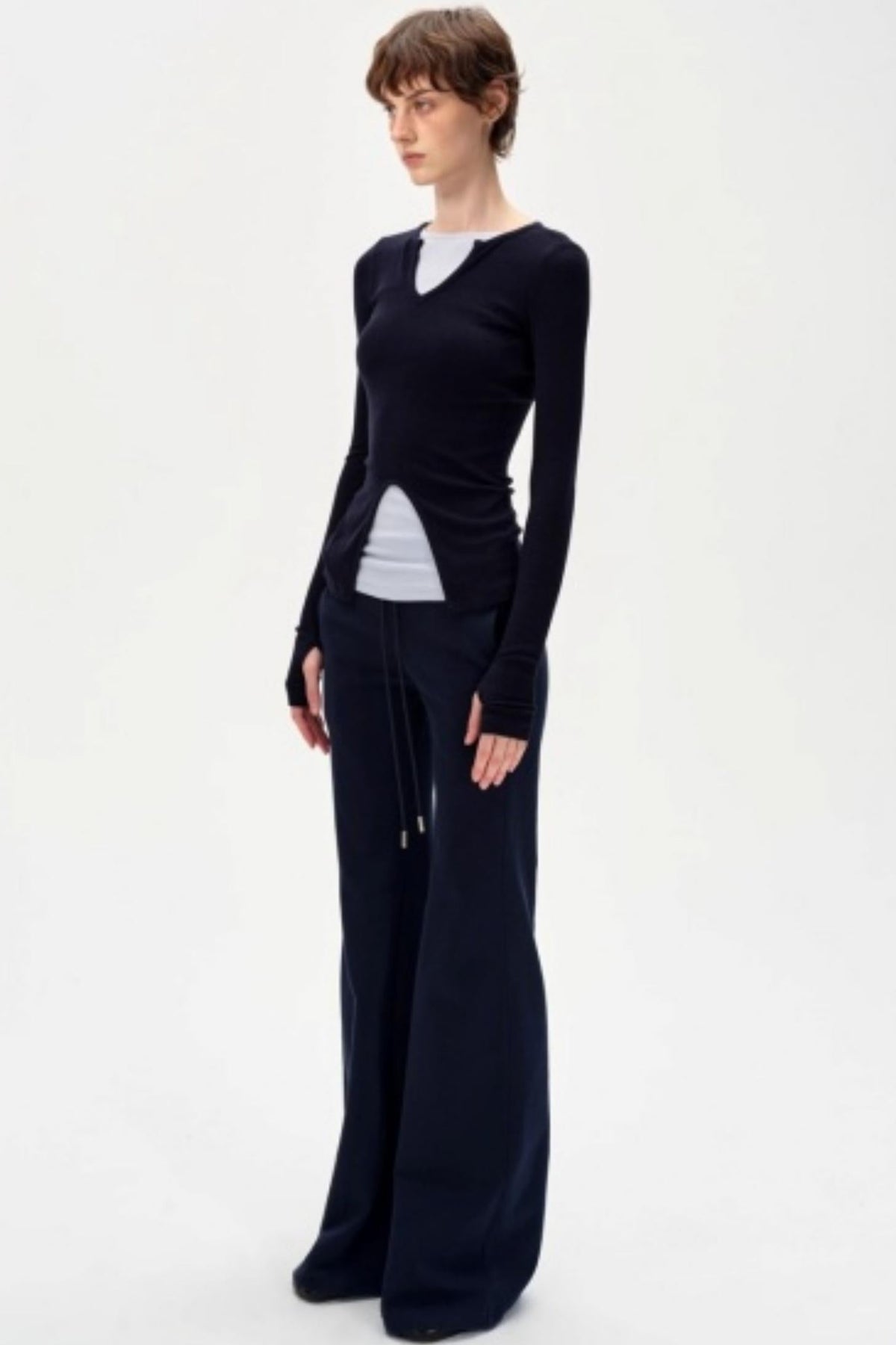V-Neck Slim Fit Panel Base Top