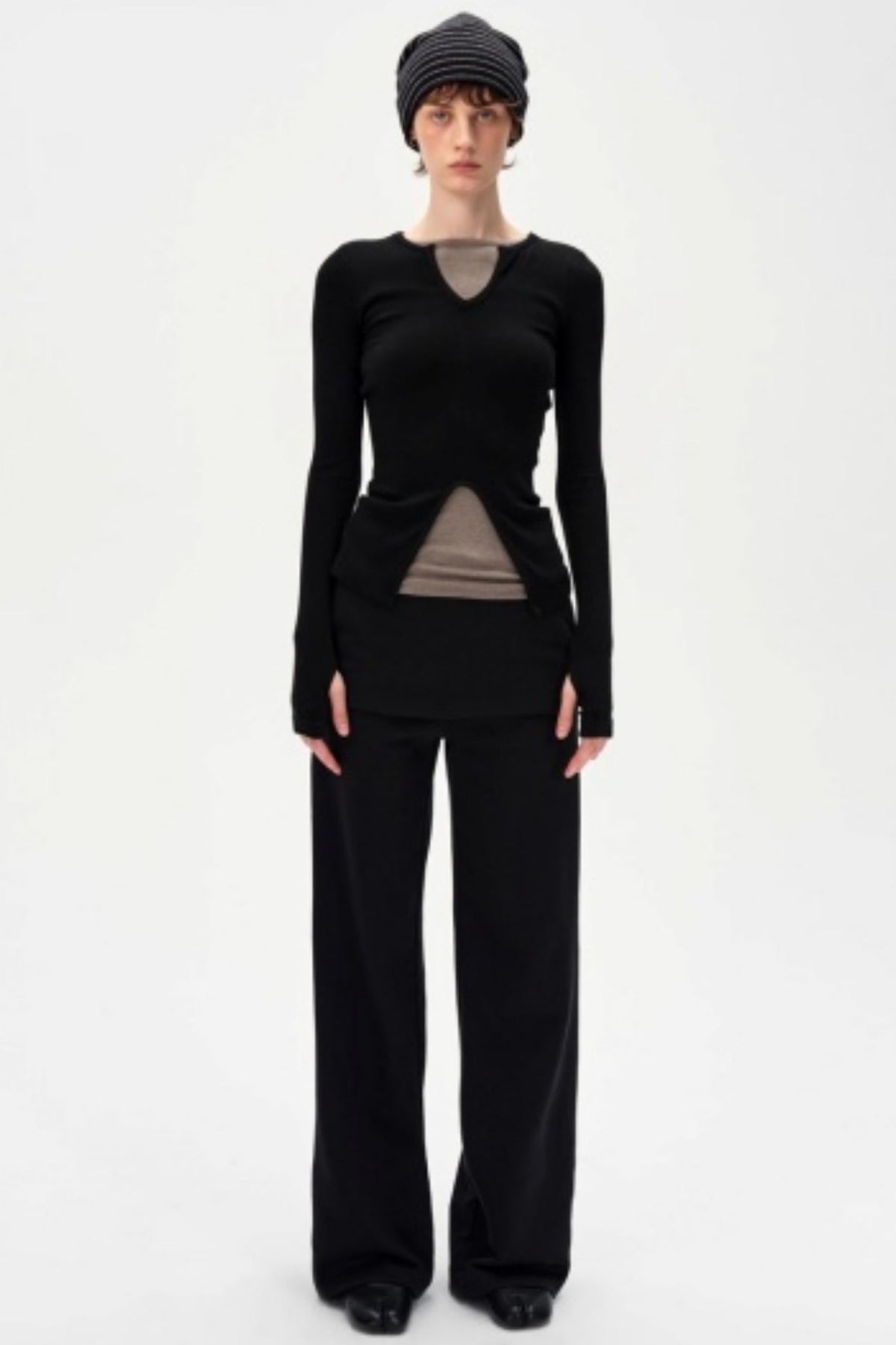 V-Neck Slim Fit Panel Base Top