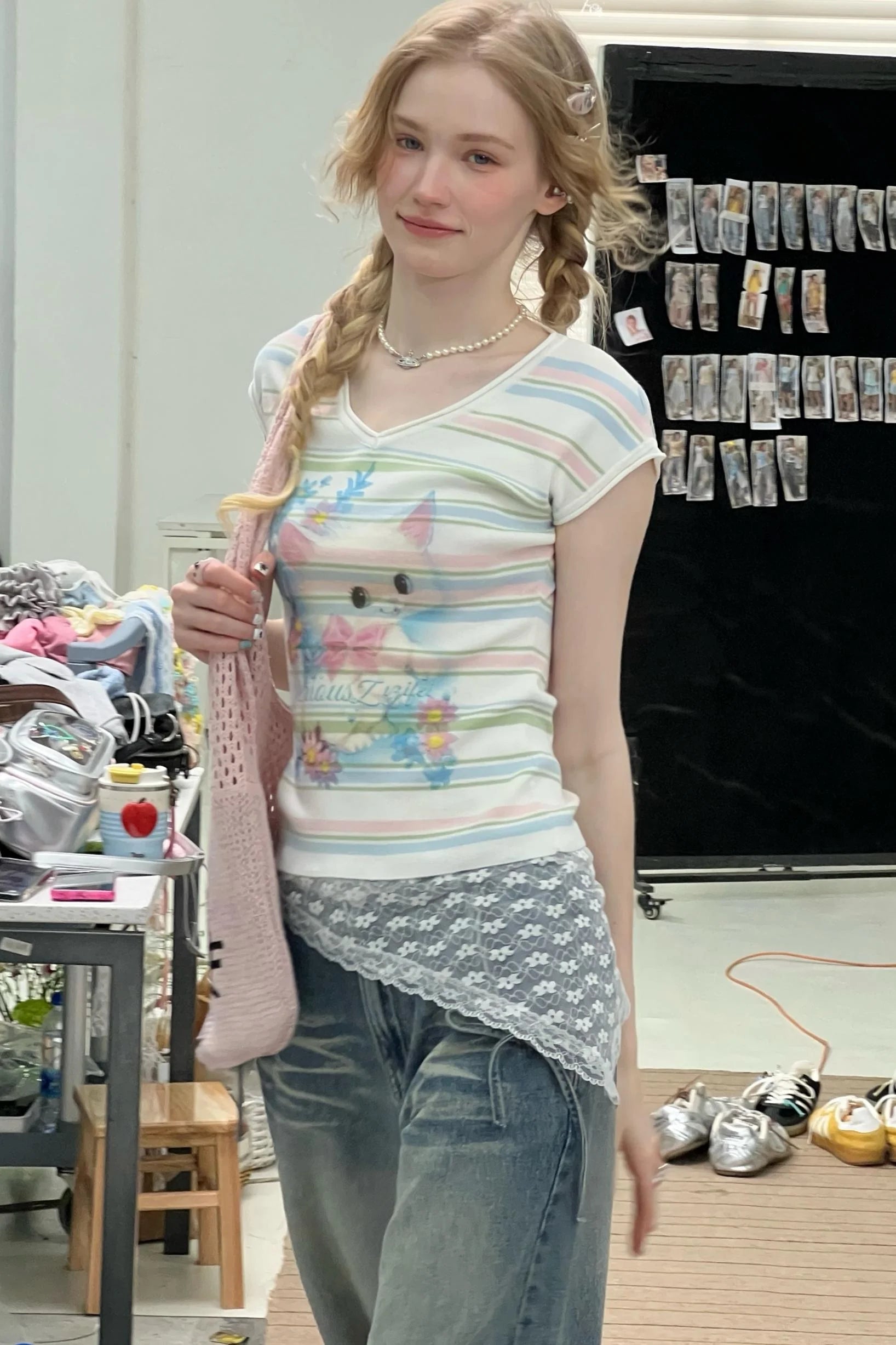 V-Neck Striped Tee