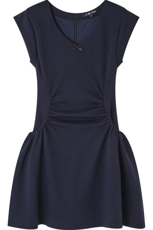 V Neck Waist-Cinching Knit Dress