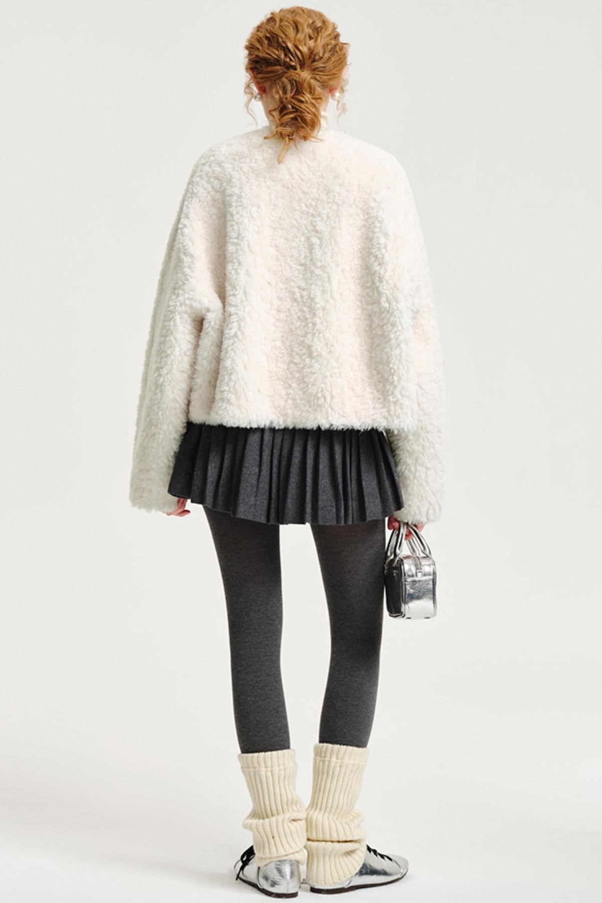 V-Neck Wool Fur Coat