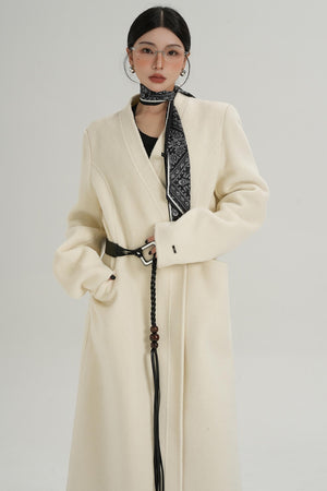 V-Neck Wool Trench Coat