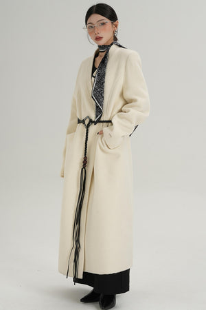 V-Neck Wool Trench Coat