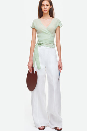 V-Neck Wrap Cross-Tie Blouse